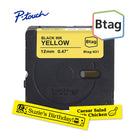Brother - BTAG631 Ruban non laminé jaune avec texte noir authentique pour étiqueteuse P-touch, 12 mm (L) x 4 m (l)-Btag + P-touch = une équipe créative du tonnerre. Utilisez les rubans d’étiquettes non laminées Btag de 12 mm conçus spécialement pour les étiqueteuses P-touch PT-N10, PT-N20 et PT-N25BT de Brother.