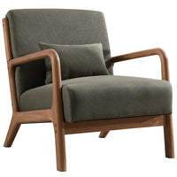 Ebello - Hertford Fauteuil d’appoint 26 po bois massif milieu de siècle avec coussin extra, vert-Coussins garnis de mousse haute densité