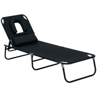 Outsunny - Chaise longue pliante d’extérieur - chaise de bronzage avec ouverture pour le visage - noir-Convient aux parcs extérieurs, jardins, patios, bords de piscine, vérandas, plages, et plus encore