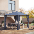 Outsunny - Pavillon à toit rigide 10 pi l x 10 pi L - pavillon de patio extérieur - gris foncé-Structure en acier et aluminium pour une stabilité optimale