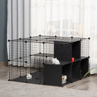PawHut - Parc pour cochons d’Inde et lapins 56 panneaux avec porte - chaque panneau 14 po x 18 po-Garde votre animal en sécurité tout en lui offrant plus d’espace pour jouer et se reposer 