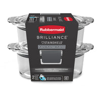 Rubbermaid - Contenants de conservation alimentaires ronds anti-fuite Brilliance - 510 ml - Paquet de 2-Entièrement antifuite et hermétique : le joint hermétique et les loquets de sécurité empêchent les déversements et les fuites et aident à maintenir les aliments frais et sécurisés