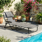 Outsunny - Chaise longue pliante avec dossier inclinable - chaise de bronzage - gris mélangé-Conception pliable pour faciliter le transport et le déplacement