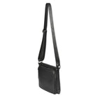 Nicci - Sac à bandoulière pour femme avec poche avant zippée - Noir -Longue bandoulière réglable en toile (hauteur de 11,81 po à 22,83 po)