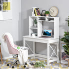 HOMCOM - Bureau d'ordinateur avec rangement - 41,3 po L x 19,7 po l x 54,1 po H - blanc-La finition blanche et les lignes épurées offrent une esthétique moderne