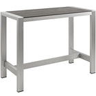 Modway - Shore Terrasse extérieure Aluminium Table de bar rectangulaire, Gris argenté-Table de bar extérieure moderne
