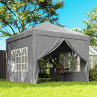 Outsunny - Tente de réception d'extérieur pliante 10 pi l x 10 pi L avec sac de transport, gris clair-Partie du toit avec une sous-couche gris clair pour réduire les rayons UV et la chaleur