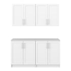 Prepac - Ensemble de 4 cabinets Elite 64 po avec portes à panneaux, cabinets de buanderie, cabinet de rangement - Blanc-Fonctionnel et élégant : Les armoires de rangement avec portes et étagères présentent un design élégant de porte shaker avec des poignées en métal, le tout dans une finition blanc pur