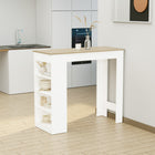 HOMCOM - Table de bar avec 4 étagères de rangement - bois naturel-Idéal pour créer un coin boisson convivial ou comme espace de travail improvisé, sert également de table d'appoint pour exposer des souvenirs 