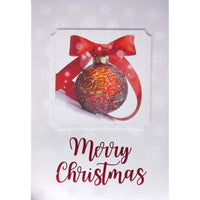 Rosedale - Cartes de souhaits Noël Gold / Enveloppes - 5-1/2 po x 8 po - Joyeux Noël: Décoration rouge avec une boucle - Paquet de 6-Cartes de souhaits qualité boutique
