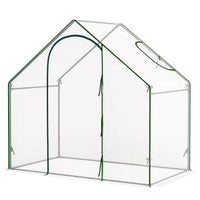 Outsunny - Serre de jardin 6 pi L x 3,3 pi l x 5,5 pi H avec porte et fenêtre, housse plastique transparente-Construit avec un cadre en acier renforcé pour une utilisation durable et une stabilité accrue  
