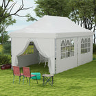 Outsunny - Tente auvent pliante réglable 20 pi l x 10 pi L avec paroi latérale - Sac de transport - Blanc-Installation simple, comprend un sac de transport pratique