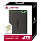 Transcend - Disque dur portable USB 3.1 Storejet 25M3 - 4 To - Gris fer-USB Type-A pris en charge. Durable et fiable.