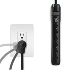 360 ​​Electrical - Multiprise Suite+ à 6 prises avec fiche rotative et cordon de 8 pieds - Noir-1,080 Joules protègent vos appareils électroniques des surtensions