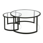 Hudson&Canal - Table basse ronde gigogne Mitera - Bronze noirci-La plus grande table mesure 91 cm de diamètre et 47 cm de hauteur, la plus petite mesure 58 cm de diamètre et 41 cm de hauteur