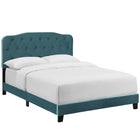 Modway - Amelia Performance Velvet Lit Queen, Bleu de mer-Tête de lit capitonnée à boutons rembourrés