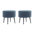 Manhattan Comfort - Bailey pouf rembourré en mélange de polyester style milieu du siècle 18,11" - bleu avec pieds noirs - lot de 2-Ottoman moderne du milieu du siècle parfait pour une utilisation dans le salon