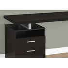 Monarch Specialties - 7143 Bureau 60 po L - Espresso/Metal Argent-Finition sur tous les côtés avec une configuration réversible permettant une installation à gauche ou à droite pour créer un espace de travail fonctionnel pour étudier, écrire ou travailler sur votre ordinateur portable.