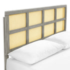 Modway - Sidney Canne et bois Lit à plateforme complet avec pieds écartés, Gris-Rubberwood Legs