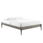 Modway - June Bois Cadre complet de plate-forme, Gris-Rubberwood Legs