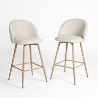 Homy Casa - Tabourets de Bar 26'' avec Siège Tissu Beige - Paquet de 2-Assise Confortable : Conçu de manière ergonomique avec un dossier courbé et un siège rembourré pour un confort maximal.