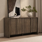 Manhattan Comfort - Buffet contemporain Novara 60" à 4 portes - Noyer Jacobean-Mécanisme de porte à fermeture par pression pour un design épuré sans poignée