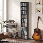 HOMCOM - Armoire de rangement multimédia DVD mince à 9 niveaux avec étagères ajustables - noir-Étagères réglables pouvant accueillir jusqu'à 147 DVD ou 189 Blu-ray 