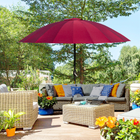 Outsunny - Parasol de jardin réglable - 8 pi - rouge bordeaux-Mât en métal pour une structure solide, relié au parasol par 18 baleines en fibre de verre