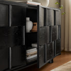 Modway - Foundry Design tissé Armoire de rangement buffet - 71 po - Noir-Trous de gestion des câbles
