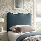 Modway - Athena Velours de performance résistant aux taches Tête de lit jumelée, Bleu Cadet-Rembourrage en mousse dense