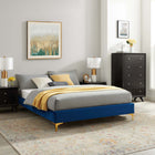 Modway - Sutton Performance Velvet Cadre de lit queen-lit, Marine-Assemblée requise