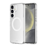 AXS - Crystal Shield D3O étui compatible MagSafe fabriqué à partir de matériaux recyclés pour Samsung Galaxy S25 - Transparent-Testé pour des chutes de 8 pieds, soutenu par la technologie D3O