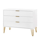 Manhattan Comfort - Dumbo table de chevet moderne, commode et commode haute 5 tiroirs - blanc - ensemble de 3-Assemblage « Snap It » Comprend des rainures internes de haute qualité pour un assemblage simple, sans outils requis