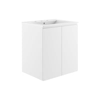 Modway - Bryn Support mural de 24" Vanette de salle de bain - Blanc blanc-Vanité de salle de bain moderne