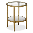 Hudson&Canal - Table d'appoint ronde Hera (50 cm de largeur) avec étagère miroir - Laiton antique-Un design contemporain moderne pour votre salon, votre chambre et plus encore