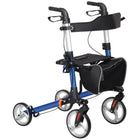 HOMCOM - Déambulateur pliant à roues 9 po avec grand siège - bleu-Convient aux personnes mesurant jusqu'à 6'9" 