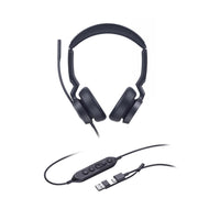 Casque UC double Yealink UH46 - Casque pour téléphone et ordinateur - Certifié UC - Noir-Longueur du câble du casque : 0,65 m (du casque à l'unité de contrôle d'appel)