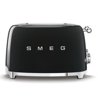 SMEG - Grille-pain 4 tranches 4x4 - noir-6 niveaux de grillage différents pour de meilleurs résultats ; fonction de décongélation ; fonction de réchauffage ; fonction bagel pour griller uniquement un côté de la tranche.