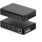 ALOGIC - Station d'accueil universelle Twin HD Pro avec alimentation 85 W et compatibilité USB-C et USB-A - Double affichage 1080p à 60 Hz-Ports connectés : Les stations d'accueil Twin HD prennent en charge deux écrans HDMI 1080p à 60 Hz pour les ordinateurs portables Windows et Mac. Elles sont également équipées d'un port USB-C 3.1 Gen 1 (5 Gbit/s), d'un port USB-A 3.0 (5 Gbit/s) avec BC 1.2, de trois ports USB-A (5 Gbit/s), d'un port audio/microphone, d'un port Gigabit Ethernet (10/100/1000 Mbps), ainsi q