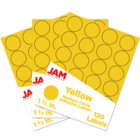 JAM Paper Sceaux autocollants ronds, 1 1/2 po, jaune, 360/paquet-Taille : 1,66 po