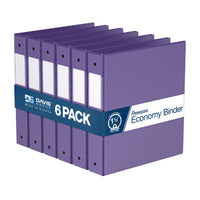 Davis Group Super économie, Reliure à anneaux ronds 1.5 po, paquet de 6 – Violet-3 Reliure À Anneaux