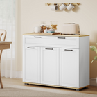 HOMCOM - Buffet moderne 40 po avec tiroirs et portes de rangement - blanc-Étagères réglables sur trois niveaux, personnalisant l’espace pour des objets hauts ou bas 