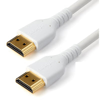 StarTech - 3 pi (1 m) Slim câble HDMI blanc-HDMI 2.0 certifié Premium avec Ethernet : Le câble HDMI prend en charge la visualisation 4K et l’audio immersif, offrant 4K 60Hz (jusqu’à 4096x2160p), une bande passante de 18 Gbps, HDR10, des formats ultra-larges et un son surround 32 canaux incluant Dolby Atmos et TrueHD