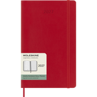 Moleskine - Carnet semainier 12 mois 2027, Large 5" x 8.25", Couverture souple , Rouge écarlate-Message en cas de perte imprimé sur la page de garde