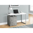 Monarch Specialties - 7648 Bureau 48 po L - Blanc/Simili-Ciment/ Metal Argent/L/R-Conçu de manière durable avec une finition en stratifiée blanc et béton et un pied en forme de U en métal gris robuste pour un aspect contemporain, avec un plateau facile à nettoyer, idéal pour étudier, écrire ou travailler sur votre ordinateur portable.