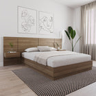 Nexera - Ensemble de 2 panneaux d'extension pour table de nuit flottante Milano, Chêne Brun-Élément Central Élégant : En combinant les extensions de panneau de tête de lit avec des tiroirs flottants, vous créez un élément central multifonctionnel et élégant pour votre chambre