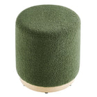 Modway - Tilden Sherpa rond 16" Rembourré Ottoman - Moss Green Natural-Capacité de poids : 506 lbs.