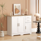 HOMCOM - Buffet moderne 40 po avec tiroirs et portes de rangement - blanc-Finition blanche embossée moderne et plateau effet bois naturel qui rehaussent facilement votre décoration intérieure