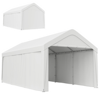Outsunny - Abri d'auto 10 x 20 pi avec 2 portes enroulables - blanc ...
