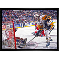 Mario Lemieux sur toile Penguins vs Capitals-H - Toile encadree - 31" x 22"-Impression sur toile de qualité supérieure avec bordures enveloppées